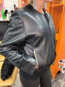 Barney's Vintage Bomber Jacket - Punk Rock Leopard Trim Leather Jacket - Reckless Swagger