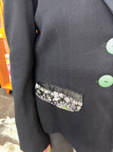 Batik Scarf Insert Jacket - Green Button Contrast Anarchist Fashion - Reckless Swagger