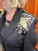 Batik Scarf Insert Jacket - Green Button Contrast Anarchist Fashion - Reckless Swagger