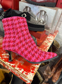 Betsey Johnson Pink Red Tweed Boots - Reckless Swagger