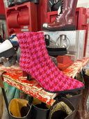 Betsey Johnson Pink Red Tweed Boots - Reckless Swagger
