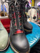 Black Doc Martens Plaid Tartan Tongue Zipper - Reckless Swagger