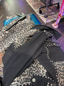 Black Leopard Studded Denim Set - Punk Rock Shorts & Jacket Two - Piece Suit - Reckless Swagger