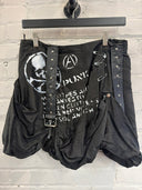 Black Natural Silk Bubble Belt Punk Mini Skirt - Reckless Swagger