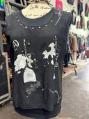 Black Painted Silk Punk Top - Reckless Swagger