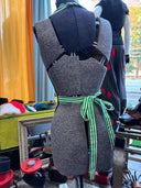 Black Punk Waistcoat with Green & White Stripe Detail - Tailored Upcycled Vest - Reckless Swagger