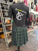BLACK STEWART TARTAN SKIRT – MONO PLEATED - Reckless Swagger