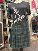BLACK STEWART TARTAN SKIRT – MONO PLEATED - Reckless Swagger