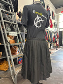 BLACK WITH PATCHES - HALFMOON SKIRT – MONO PLEATED MINI - Reckless Swagger
