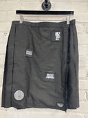 BLACK WITH PATCHES - HALFMOON SKIRT – MONO PLEATED MINI - Reckless Swagger
