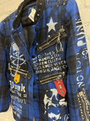 Blue Black Plaid Chain Punk Statement blazer - Reckless Swagger