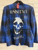 Blue Black Plaid Chain Punk Statement blazer - Reckless Swagger