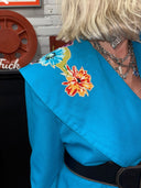 Blue Floral Punk Suit with Vintage Skirt - Upcycled Queen Edition - Reckless Swagger