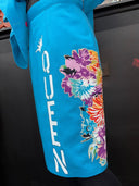 Blue Floral Punk Suit with Vintage Skirt - Upcycled Queen Edition - Reckless Swagger
