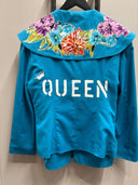 Blue Floral Punk Suit with Vintage Skirt - Upcycled Queen Edition - Reckless Swagger