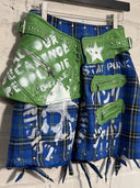 Blue Tartan & Green Lthr Mini - Reckless Swagger