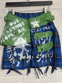Blue Tartan & Green Lthr Mini - Reckless Swagger