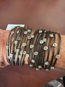 Bracelet - CZ on Leather Cuff - Reckless Swagger