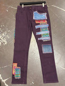 Burgundy Jewels - Premium Denim Jeans with India Patches - Reckless Swagger