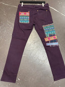 Burgundy Jewels - Premium Denim Jeans with India Patches - Reckless Swagger