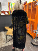 Burnout Velvet Opera Coat with Elegant Black Pin - One of a Kind - Reckless Swagger