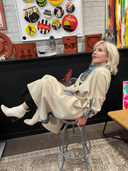 Cashmere Blush Coat with Turquoise Tartan – One - of - a - Kind Punk Custom for Reckless Swagger - Reckless Swagger