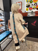 Cashmere Blush Coat with Turquoise Tartan – One - of - a - Kind Punk Custom for Reckless Swagger - Reckless Swagger