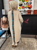 Cashmere Blush Coat with Turquoise Tartan – One - of - a - Kind Punk Custom for Reckless Swagger - Reckless Swagger