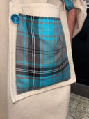 Cashmere Blush Coat with Turquoise Tartan – One - of - a - Kind Punk Custom for Reckless Swagger - Reckless Swagger