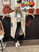 Cashmere Blush Coat with Turquoise Tartan – One - of - a - Kind Punk Custom for Reckless Swagger - Reckless Swagger