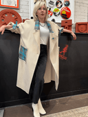 Cashmere Blush Coat with Turquoise Tartan – One - of - a - Kind Punk Custom for Reckless Swagger - Reckless Swagger