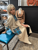 Cashmere Blush Coat with Turquoise Tartan – One - of - a - Kind Punk Custom for Reckless Swagger - Reckless Swagger