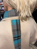 Cashmere Blush Coat with Turquoise Tartan – One - of - a - Kind Punk Custom for Reckless Swagger - Reckless Swagger