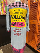 Chambray Punk Dress Jacket - Never Mind the Bullocks Hand - Painted Statement - Reckless Swagger