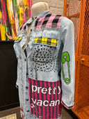Chambray Punk Dress Jacket - Never Mind the Bullocks Hand - Painted Statement - Reckless Swagger