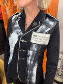 Chaos Around the World Painted Punk Jacket - Fitted Piped Epaulets - Reckless Swagger
