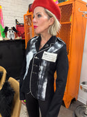 Chaos Around the World Painted Punk Jacket - Fitted Piped Epaulets - Reckless Swagger