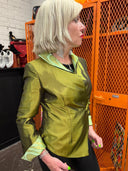 Chartreuse Silk Asian Jacket - Vintage 80s Punk Glam Statement Piece - Reckless Swagger