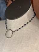 Choker - blue faceted stones with silver ring in front - Reckless Swagger