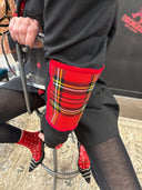 Classic Black Tuxedo Jacket – Reworked with Red Tartan & Epaulettes - Reckless Swagger