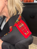 Classic Black Tuxedo Jacket – Reworked with Red Tartan & Epaulettes - Reckless Swagger