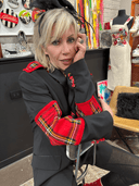 Classic Black Tuxedo Jacket – Reworked with Red Tartan & Epaulettes - Reckless Swagger