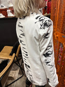 Classic Double Breasted , Graffiti B&W safety pin, embellished Jacket - Classic very light summer weight - Reckless Swagger