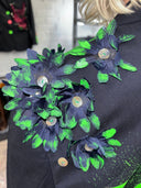 Classic Long Navy Blue Jacket Transformed — “TOXIC” Neon Green Creation - Reckless Swagger