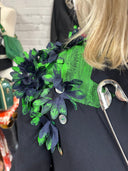 Classic Long Navy Blue Jacket Transformed — “TOXIC” Neon Green Creation - Reckless Swagger