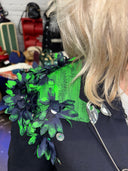 Classic Long Navy Blue Jacket Transformed — “TOXIC” Neon Green Creation - Reckless Swagger
