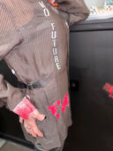 "Cruel World" Semi - Sheer Punk Overshirt – Hand Painted Details | Reworked - Reckless Swagger