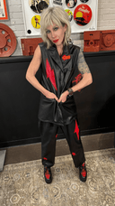 David Bowie Ziggy Faux Leather Vest + Pants Suit with Lightning Bolt & Star Patches | One of a Kind - Reckless Swagger