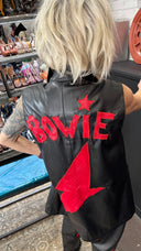 David Bowie Ziggy Faux Leather Vest + Pants Suit with Lightning Bolt & Star Patches | One of a Kind - Reckless Swagger