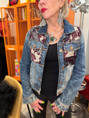 Denim Jacket Plum Paisley Details - Rock Ready Statement Piece - Reckless Swagger